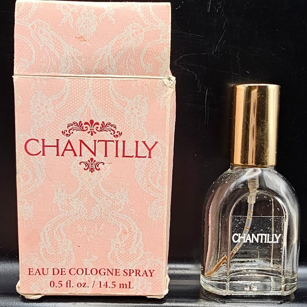 EMPTY vintage Chantilly eau de cologne bottle 0.5 ml orig box circa early 2000s